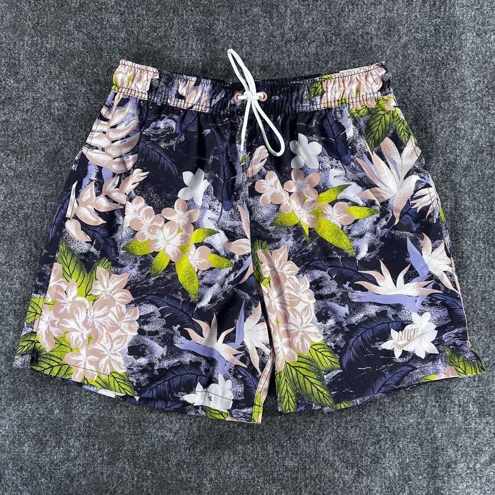 Nike NSW Club Flow Shorts Purple Floral Tropical Mesh Lined Men's M HV4610 515